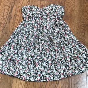 Strapless, Black with Light Pink Floral Dress